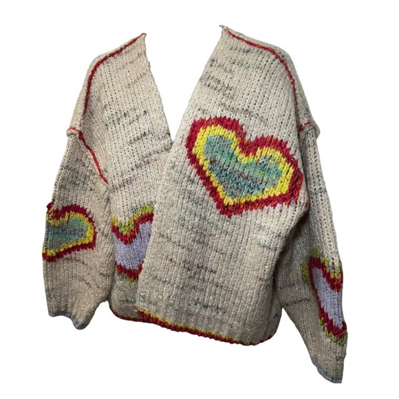 Daily Practice Anthropologie Love Me Heart Chunky Knit Cardigan Oversize XL - Picture 4 of 9